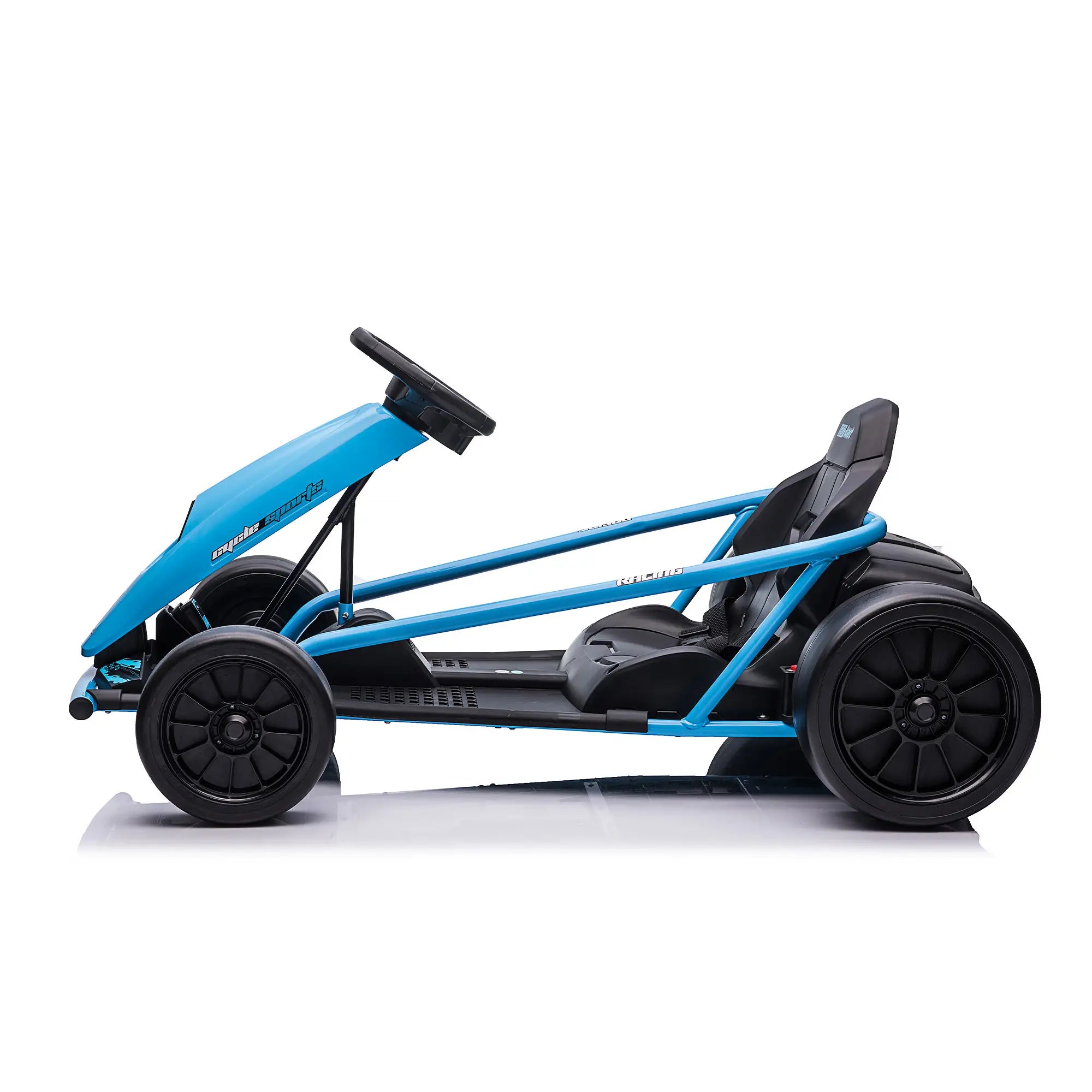 24V Drift Kart, Electric Ride-On Racing Go Kart w/ 2 Speeds, Steering Wheel, Pedals for Kids Aged 8-12, Blue