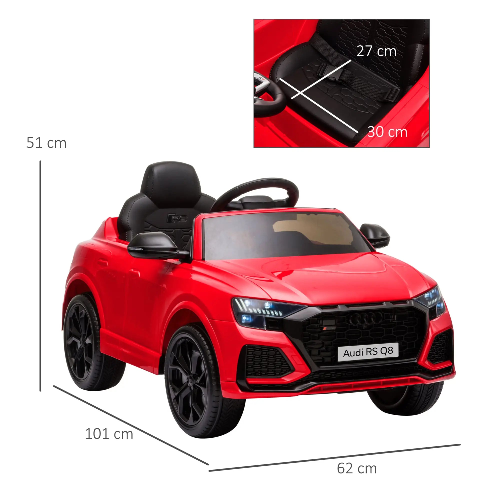 Audi RS Q8 Licensed Electric Car for Kids, 6V Kids' Electric Ride on with Remote Control, 7Ah Big Battery, Lights Bluetooth, Music USB MP3, for 3-5 Years Old, Red