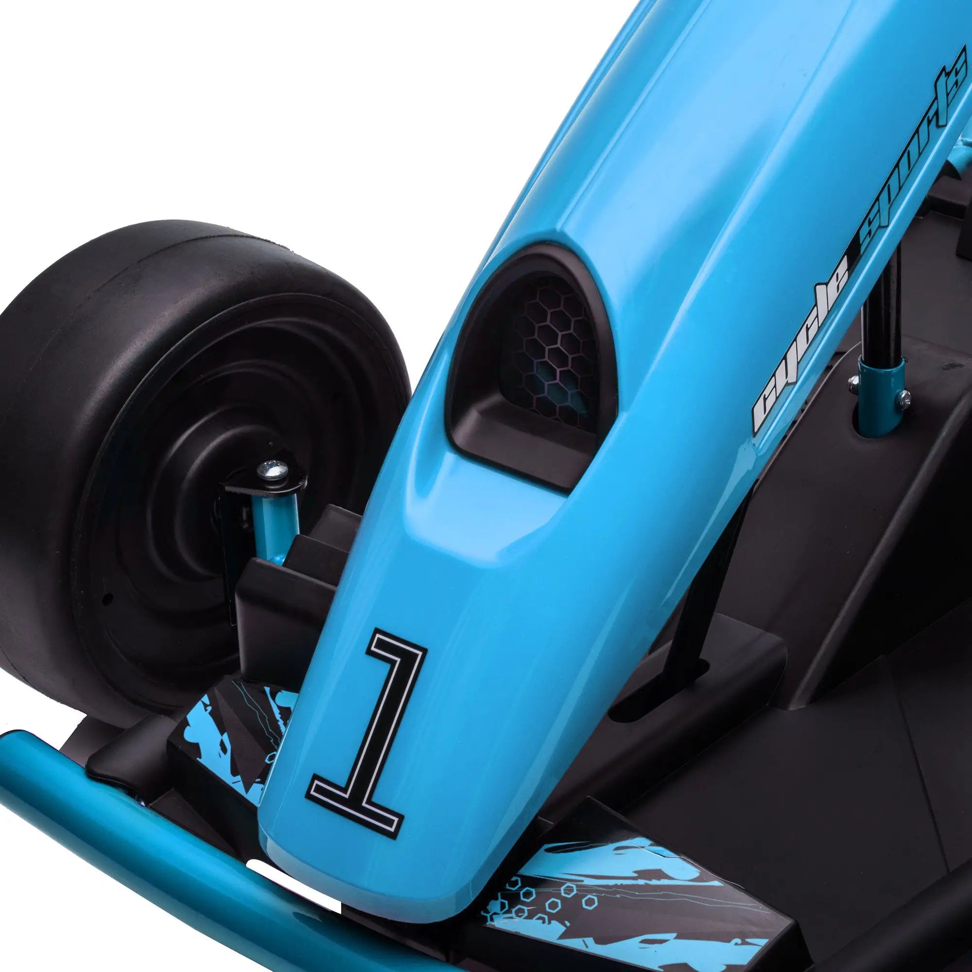 24V Drift Kart, Electric Ride-On Racing Go Kart w/ 2 Speeds, Steering Wheel, Pedals for Kids Aged 8-12, Blue
