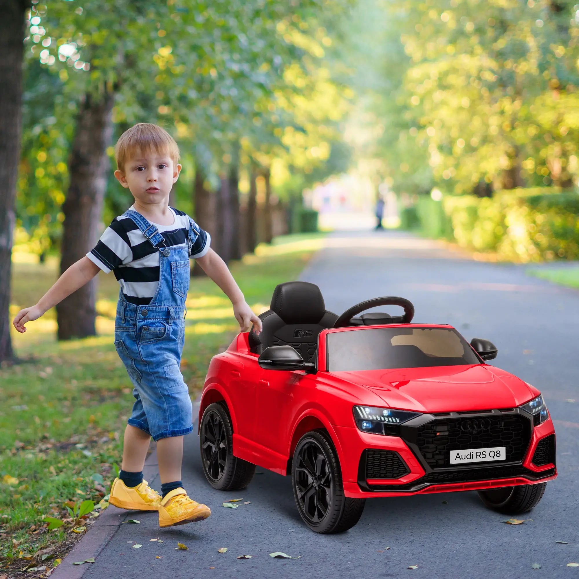 Audi RS Q8 Licensed Electric Car for Kids, 6V Kids' Electric Ride on with Remote Control, 7Ah Big Battery, Lights Bluetooth, Music USB MP3, for 3-5 Years Old, Red