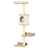 Wall-Mounted Cat Tree, with Cat House, Bed, Scratching Post - Beige