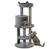 104 cm Cat Tree, Cat Condo Tree Tower, Cat Activity Centre with Scratching Posts, Plush Perch, Hanging Ball - Grey