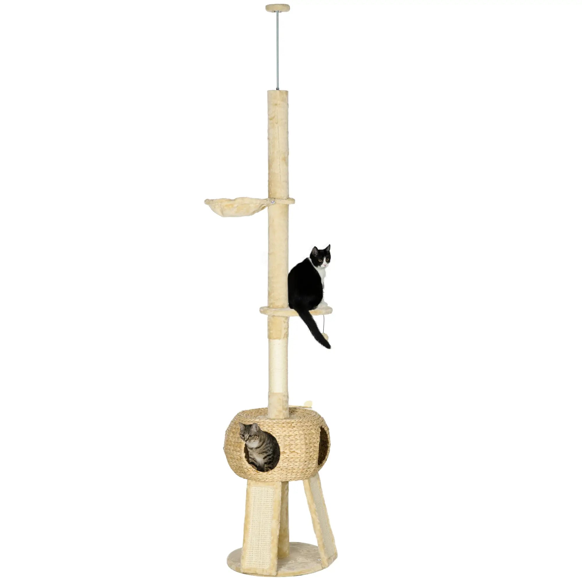 255cm Cat Tree Tower for Indoor Cats, with Scratching Post, Cat House, Platform - Beige