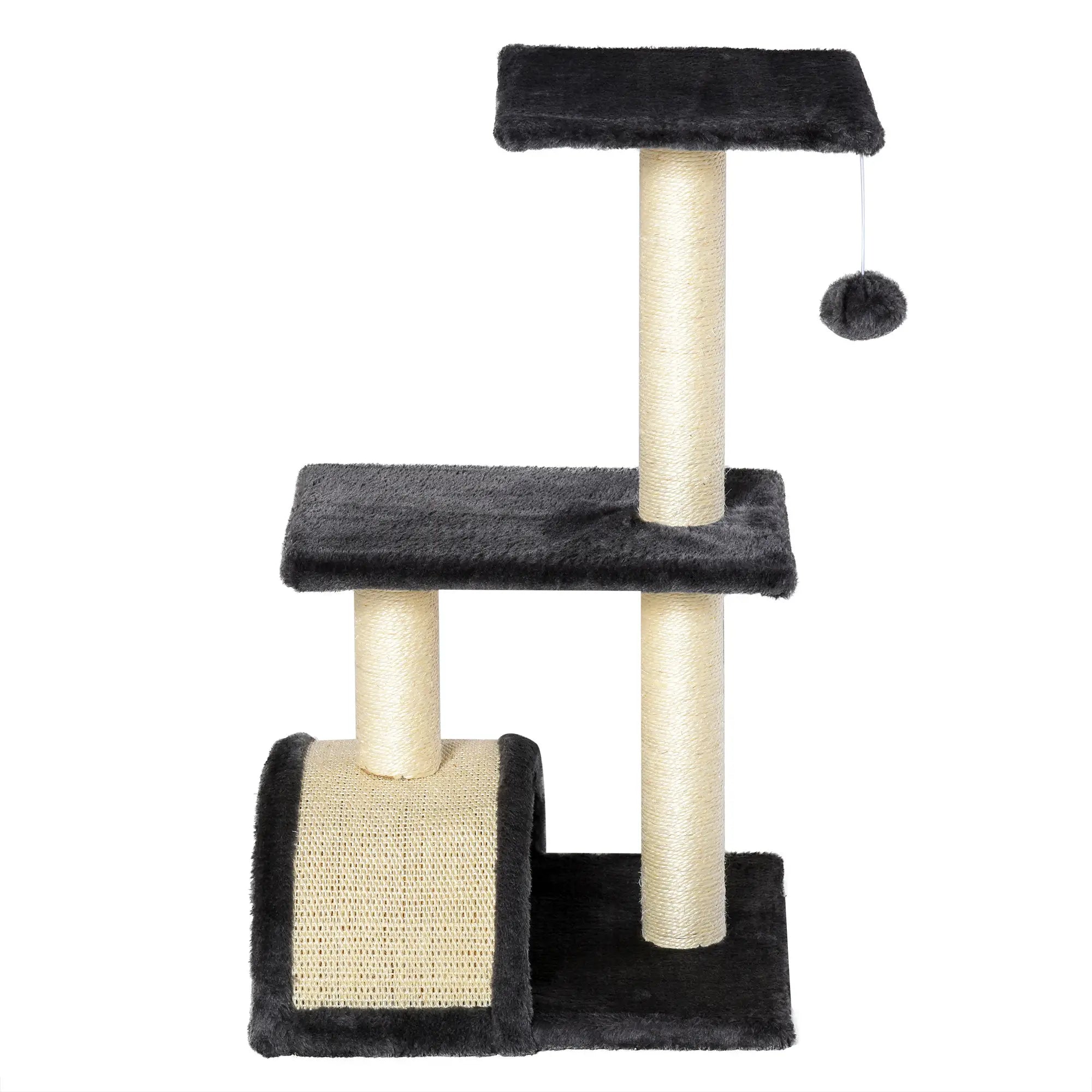 72cm Cat Tree with Scratching Post, Pad for Indoor Cats - Black