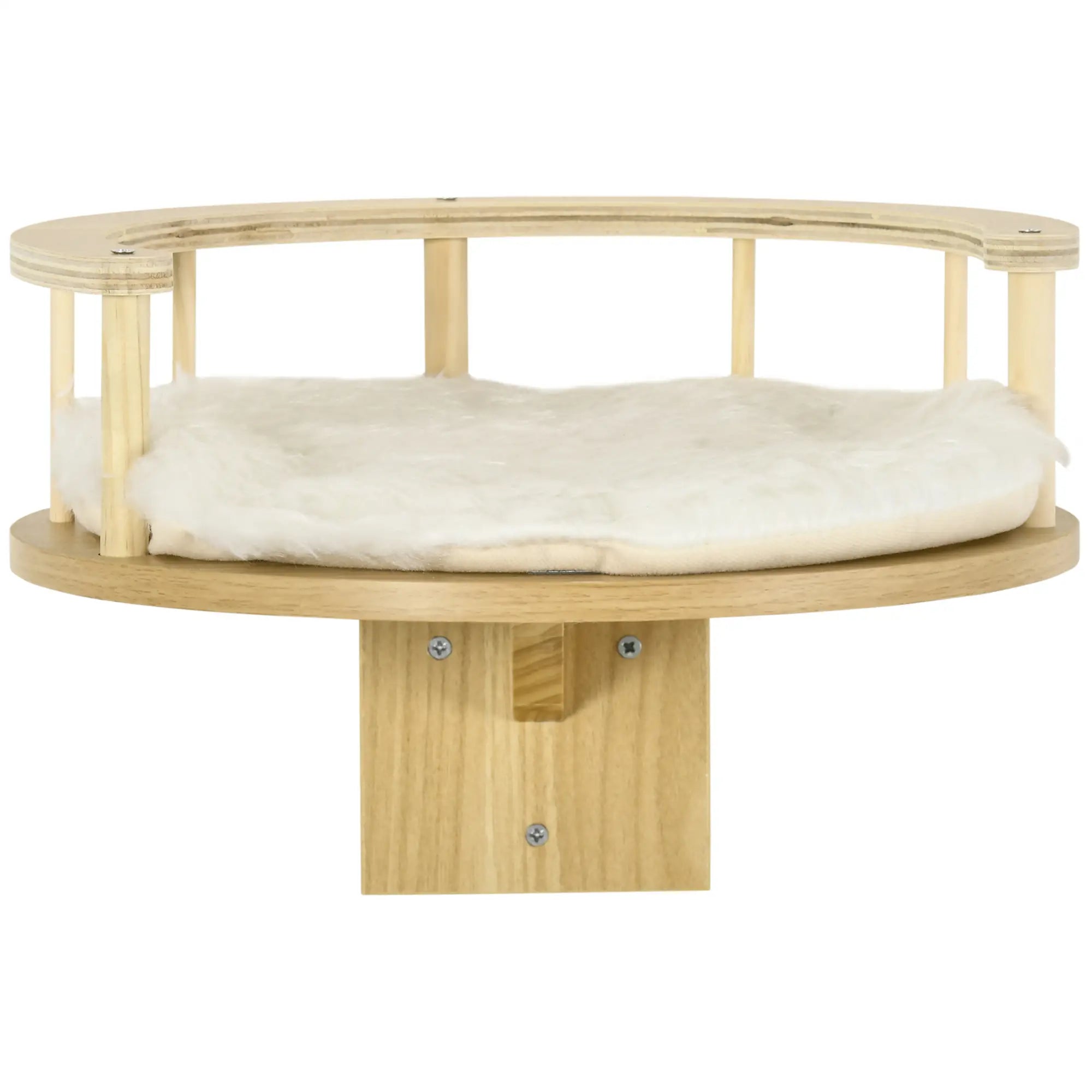 Wall-Mounted Cat Shelf with Cushion, Guardrails, 34 x 34 x 10.5cm