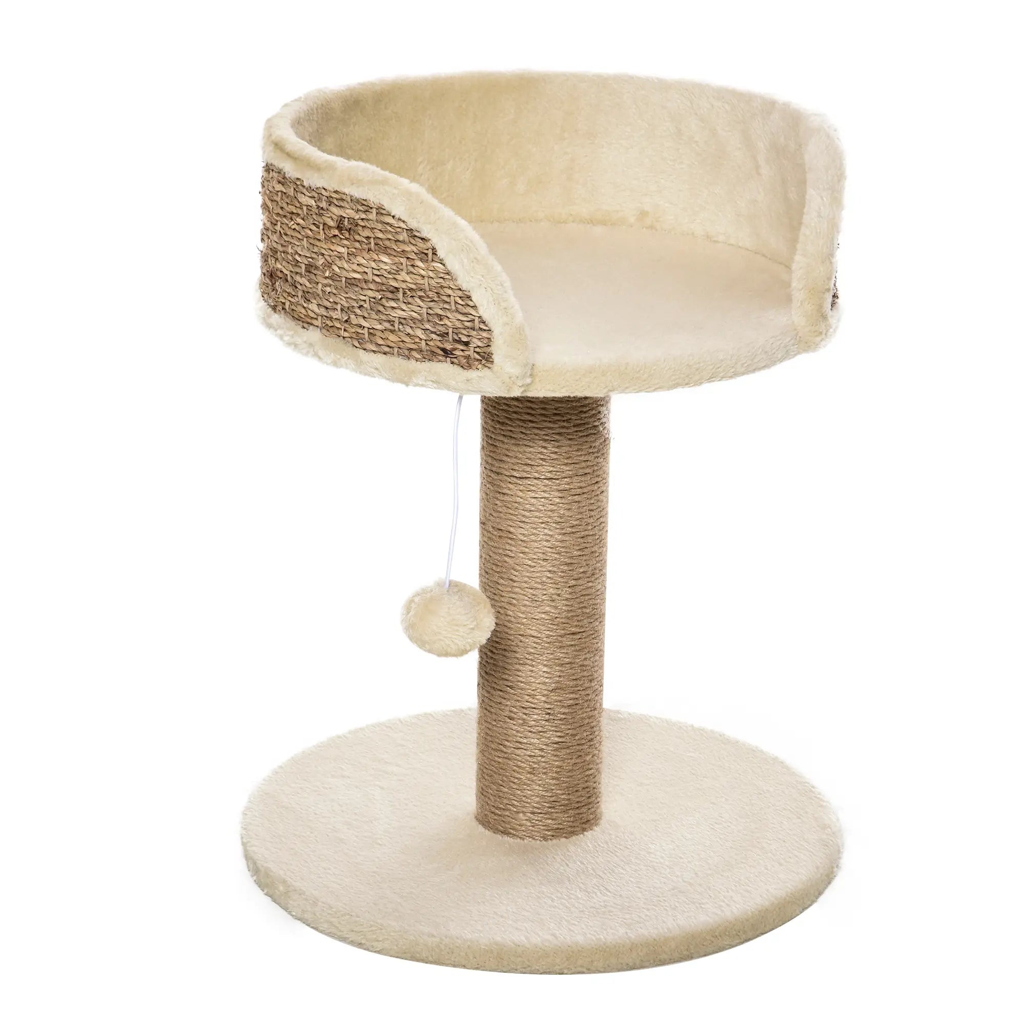 Cat Tree Cat Scratching Post for Indoor Cats Kitten Play Tower Activity Centre Climbing Stand with Dangling Ball Beige