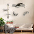 Four-Piece Cat Wall Furniture, with Hammock, Ladder, Platforms, Steps, for Indoor Use - Grey