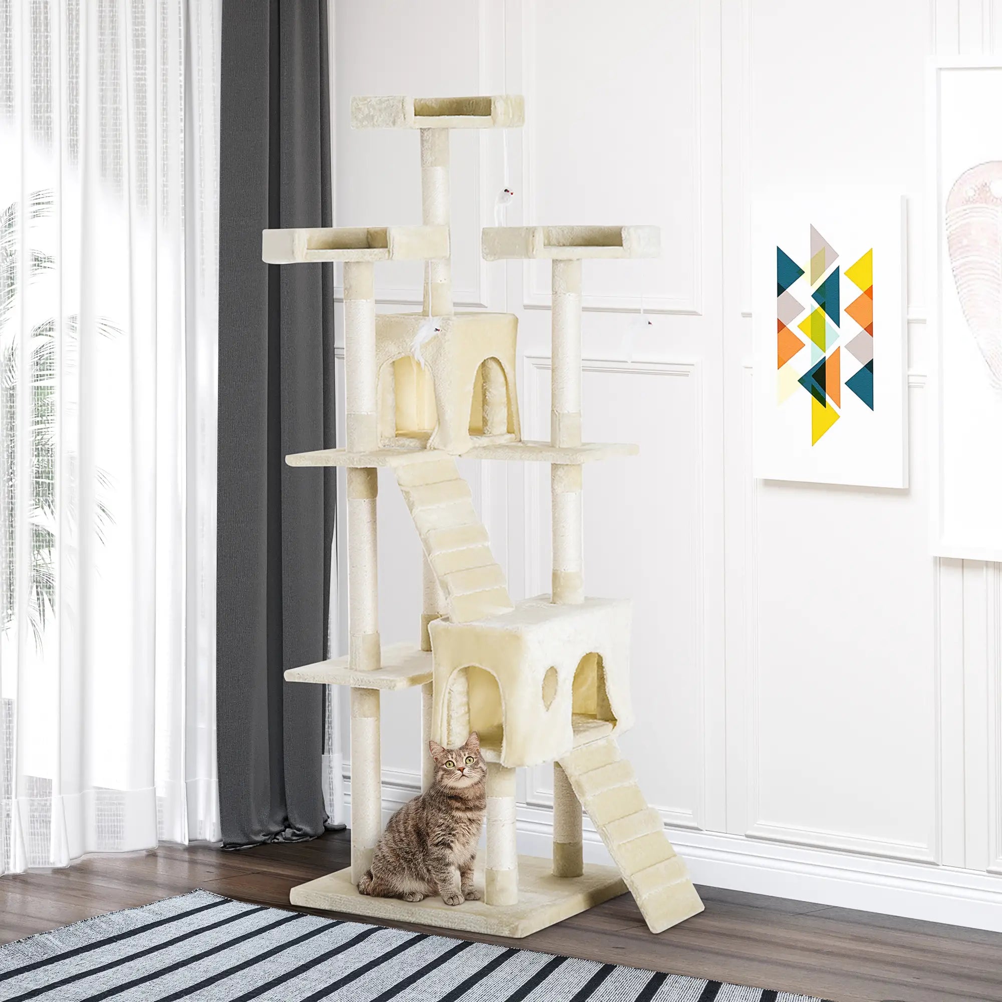 Cat Tree for Indoor Cats Play Tower Activity Center Kitten Scratch Post Climbing Tower 181 cm