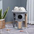 Cat Tree Tower for Indoor Cats CScratching Post Climbing Activity Centre w/Jute Scratching Pad, Toy Ball, Cat House - Grey