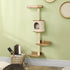 Wall-Mounted Cat Tree, with Cat House, Bed, Scratching Post - Beige