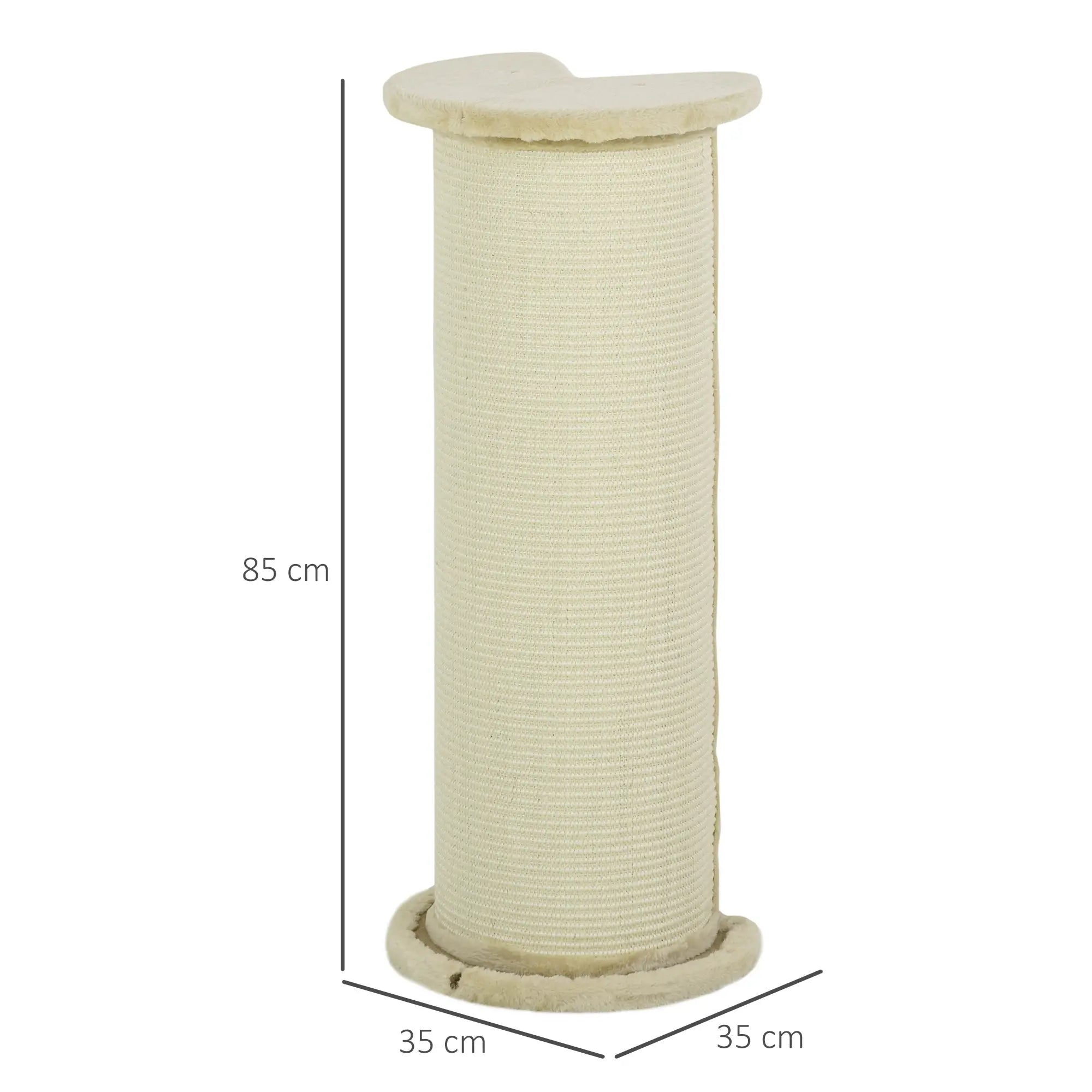 85cm Tall Cat Scratching Post, with Sisal Rope, Soft Plush, Anti Tip - Beige