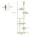 Floor to Ceiling Cat Tree for Indoor Cats, 6-Tier Play Tower Climbing Activity Center with Scratching Post, Platforms, Bed, Hammock, Adjustable Height 230-250cm, Beige