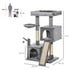 Cat Tree Tower for Indoor Cats, 111cm Kitten Activity Centre with Scratching Post Pad Hammock Condo Bed Ball Toy, Grey