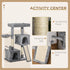 Cat Tree Tower for Indoor Cats, 111cm Kitten Activity Centre with Scratching Post Pad Hammock Condo Bed Ball Toy, Grey
