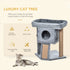 Cat Tree Tower for Indoor Cats CScratching Post Climbing Activity Centre w/Jute Scratching Pad, Toy Ball, Cat House - Grey