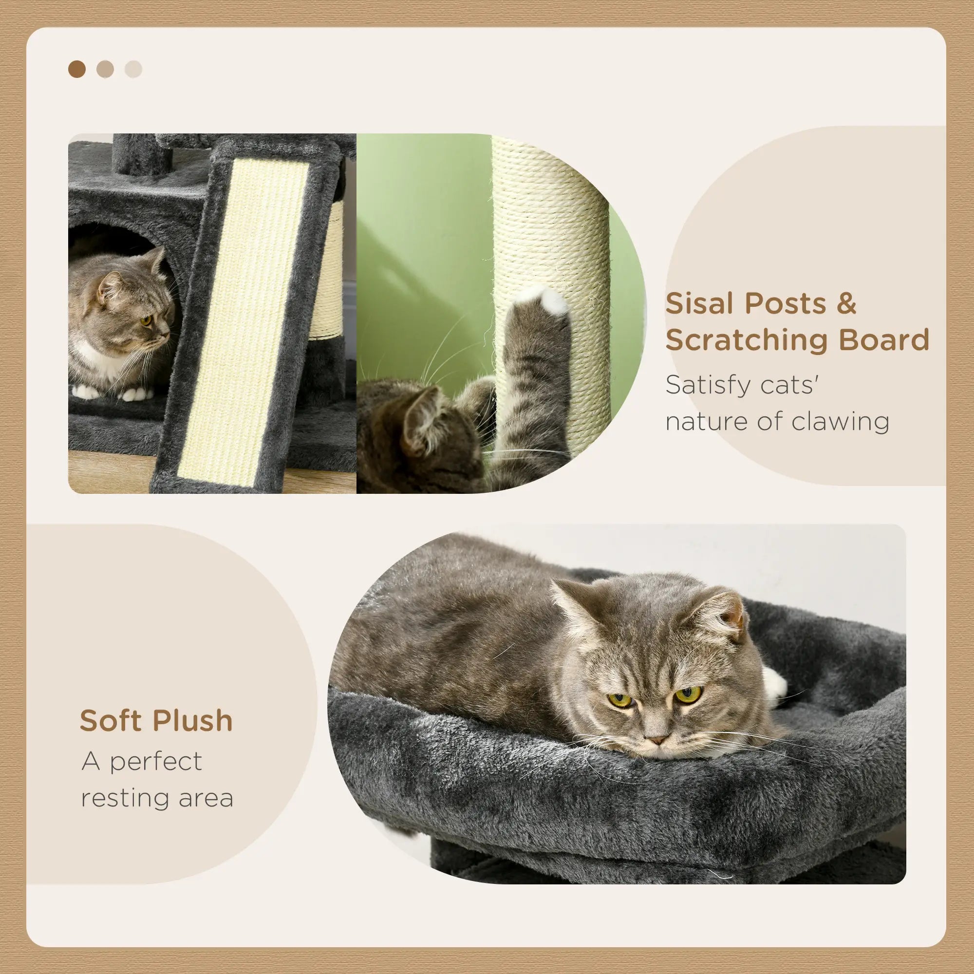 Cat Tree for Indoor Cats 83cm Cat Scratching Post Scratch Board Kitten Tower Climbing Frame Black