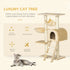 Cat Tree Tower for Indoor Cats Kitten Activity Centre Scratching Post w/ Hammock House Basket Ladder - Beige