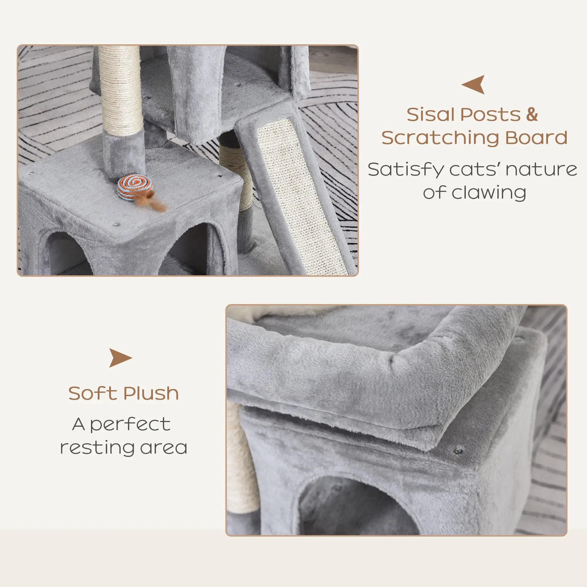 Cat Tree for Indoor Cats 83cm Cat Scratching Post Scratch Board Kitten Tower Climbing Frame Grey