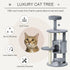 Cat Tree Tower for Indoor Cats 112cm Climbing Kitten Activity Center with Jute Scratching Post Perch Hanging Ball Toy Teasing Rope Dark grey