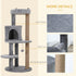 104 cm Cat Tree, Cat Condo Tree Tower, Cat Activity Centre with Scratching Posts, Plush Perch, Hanging Ball - Grey