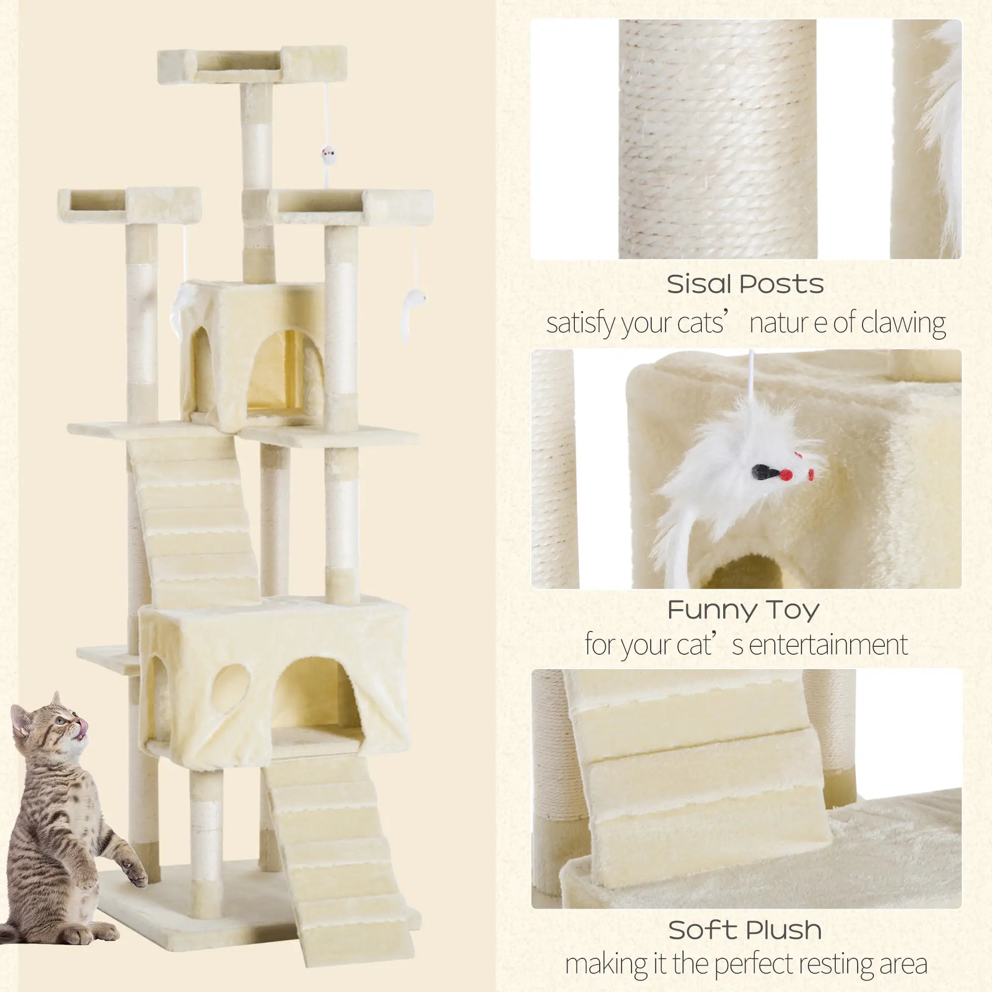 Cat Tree for Indoor Cats Play Tower Activity Center Kitten Scratch Post Climbing Tower 181 cm