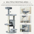 Cat Tree Tower for Indoor Cats 112cm Climbing Kitten Activity Center with Jute Scratching Post Perch Hanging Ball Toy Teasing Rope Dark grey
