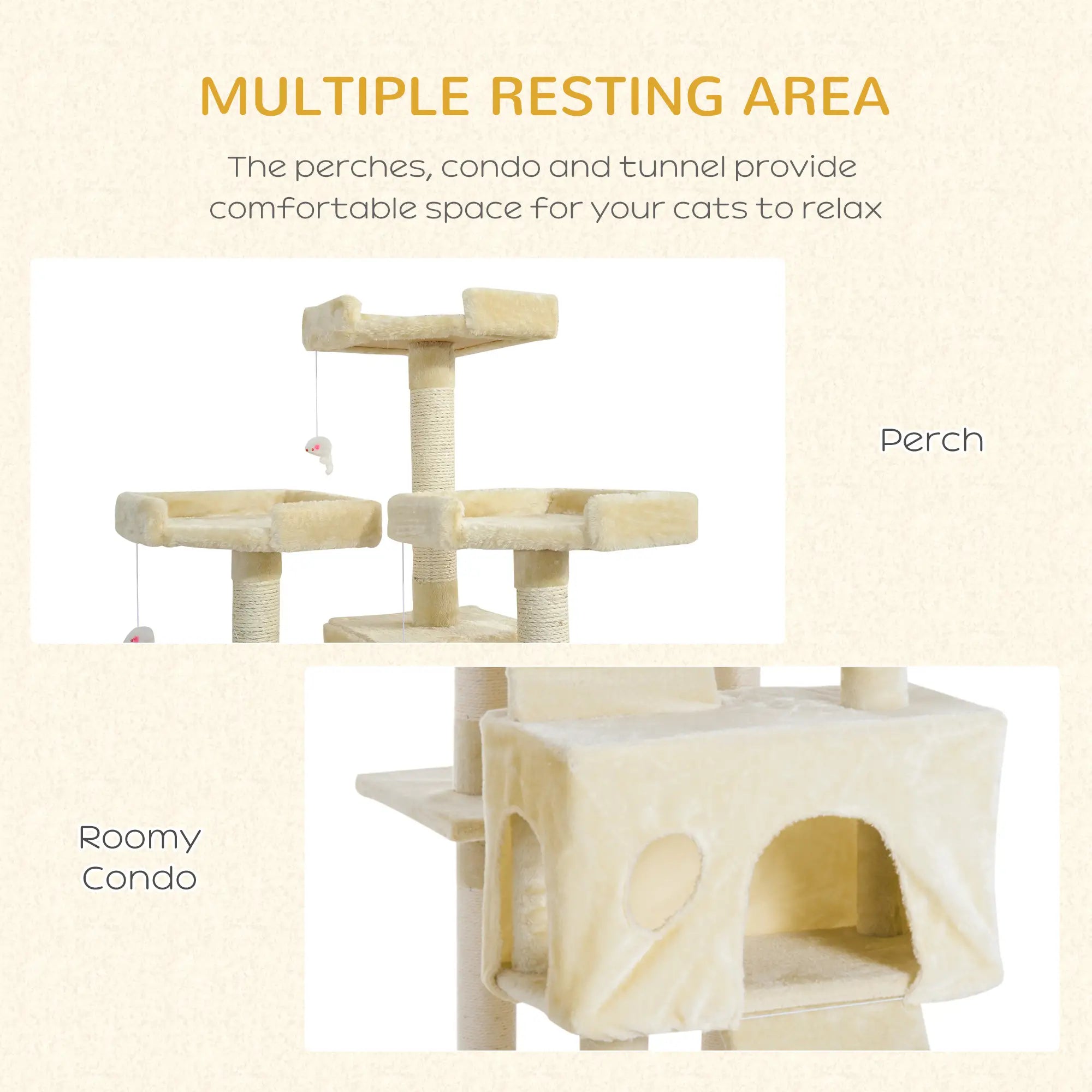 Cat Tree for Indoor Cats Play Tower Activity Center Kitten Scratch Post Climbing Tower 181 cm