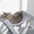 Two Tier Cat Tree for Indoor Cats Play Rest Activity Tower Plush Folding Relax Center w/ Scratching Post Hammock Pom Poms Grey