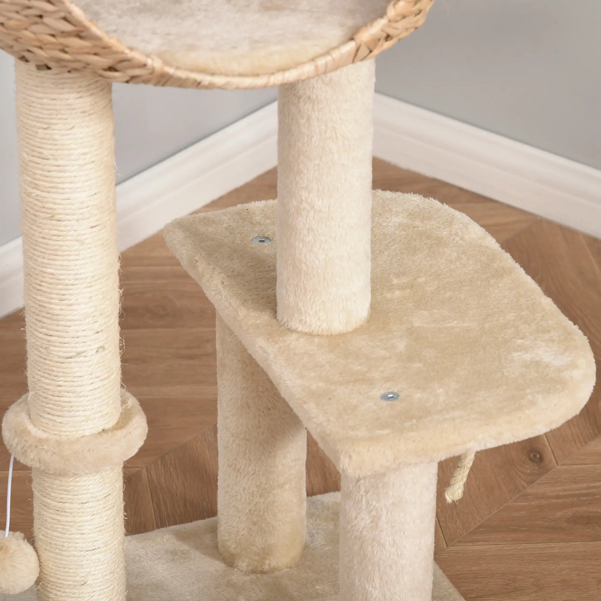 Cat Tree for Indoor Cats 100cm Kitten Climbing Tower Activity Center with Sisal Scratching Post Condo Perch Hanging Balls Teasing Rope Toy Cushion