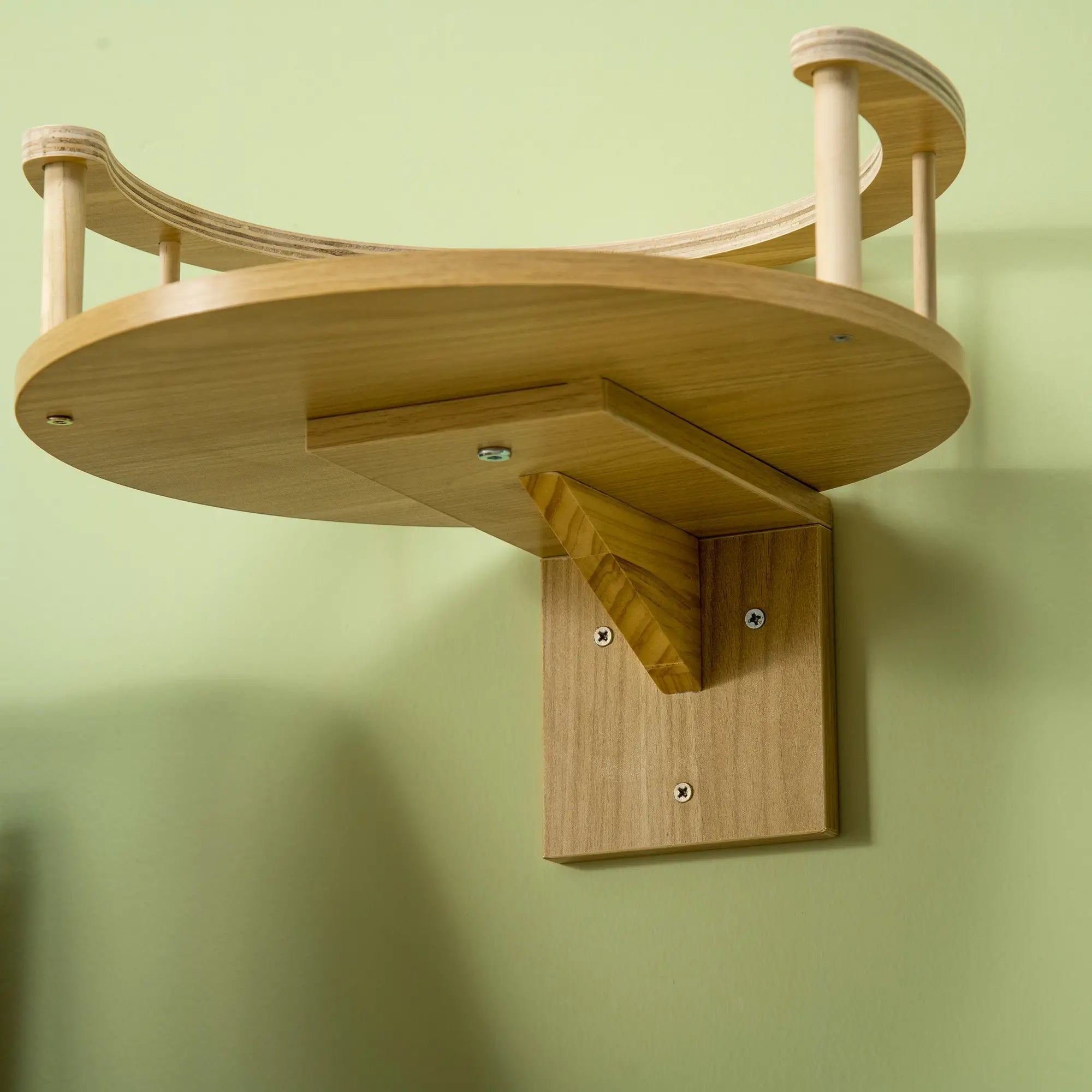 Wall-Mounted Cat Shelf with Cushion, Guardrails, 34 x 34 x 10.5cm