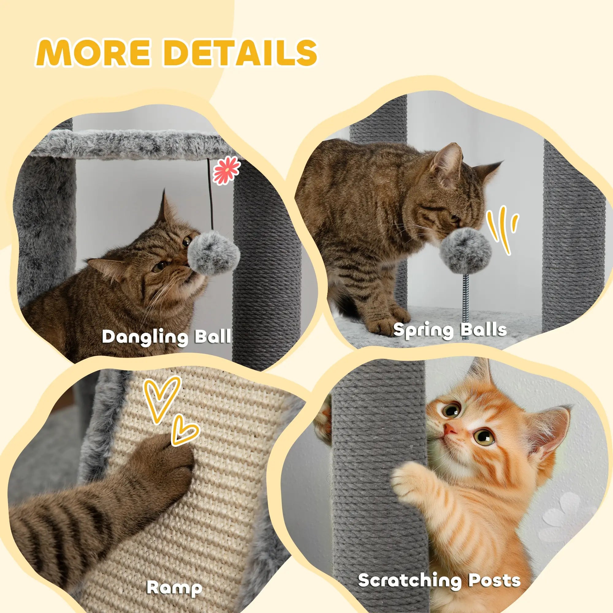 225-255cm Floor to Ceiling Cat Tree, Large Cat Tower w/ Cat Scratching Posts, Ramp, Cat House