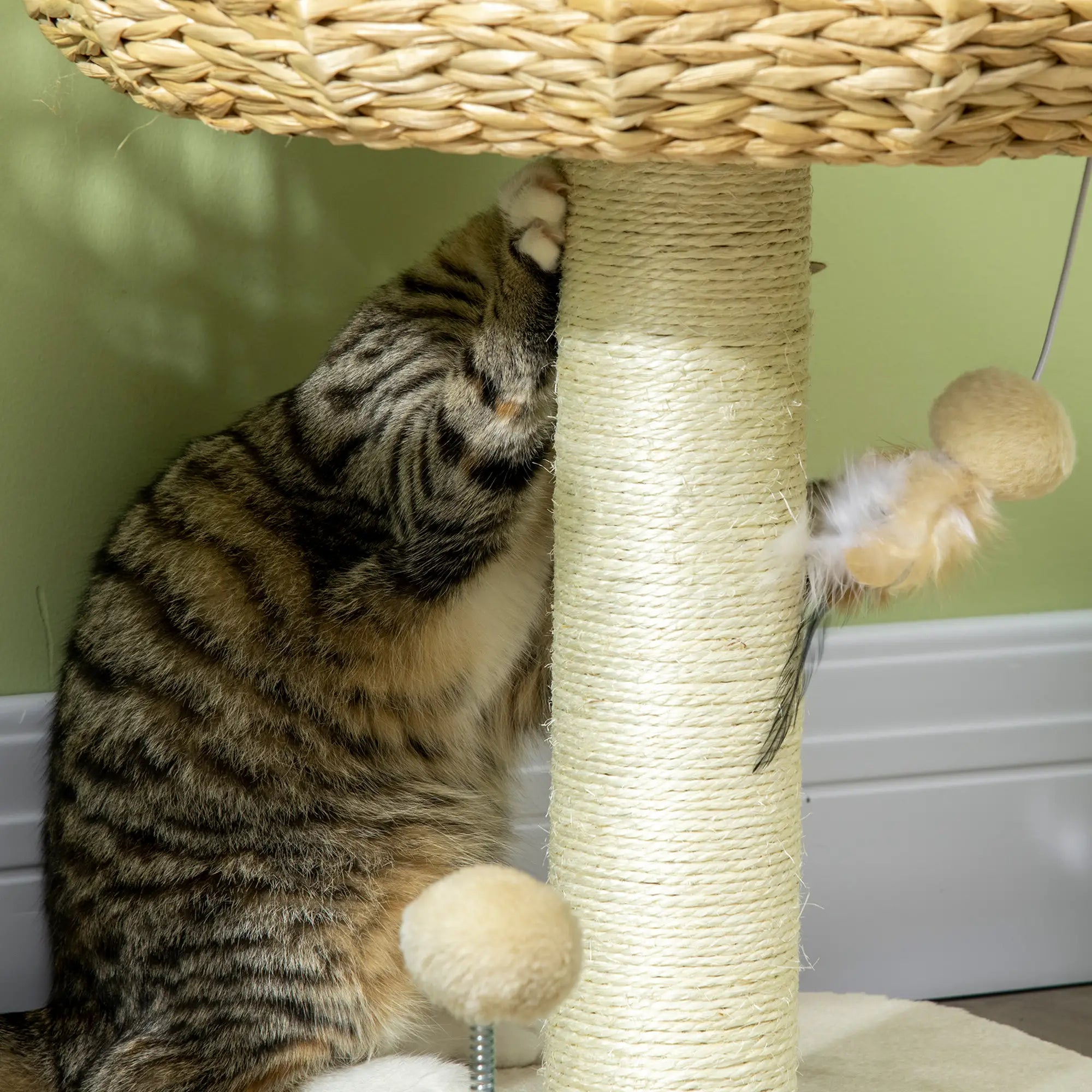 51cm Cat Tree Kitten Tower, with Sisal Scratching Post, Top Bed, Toy Ball
