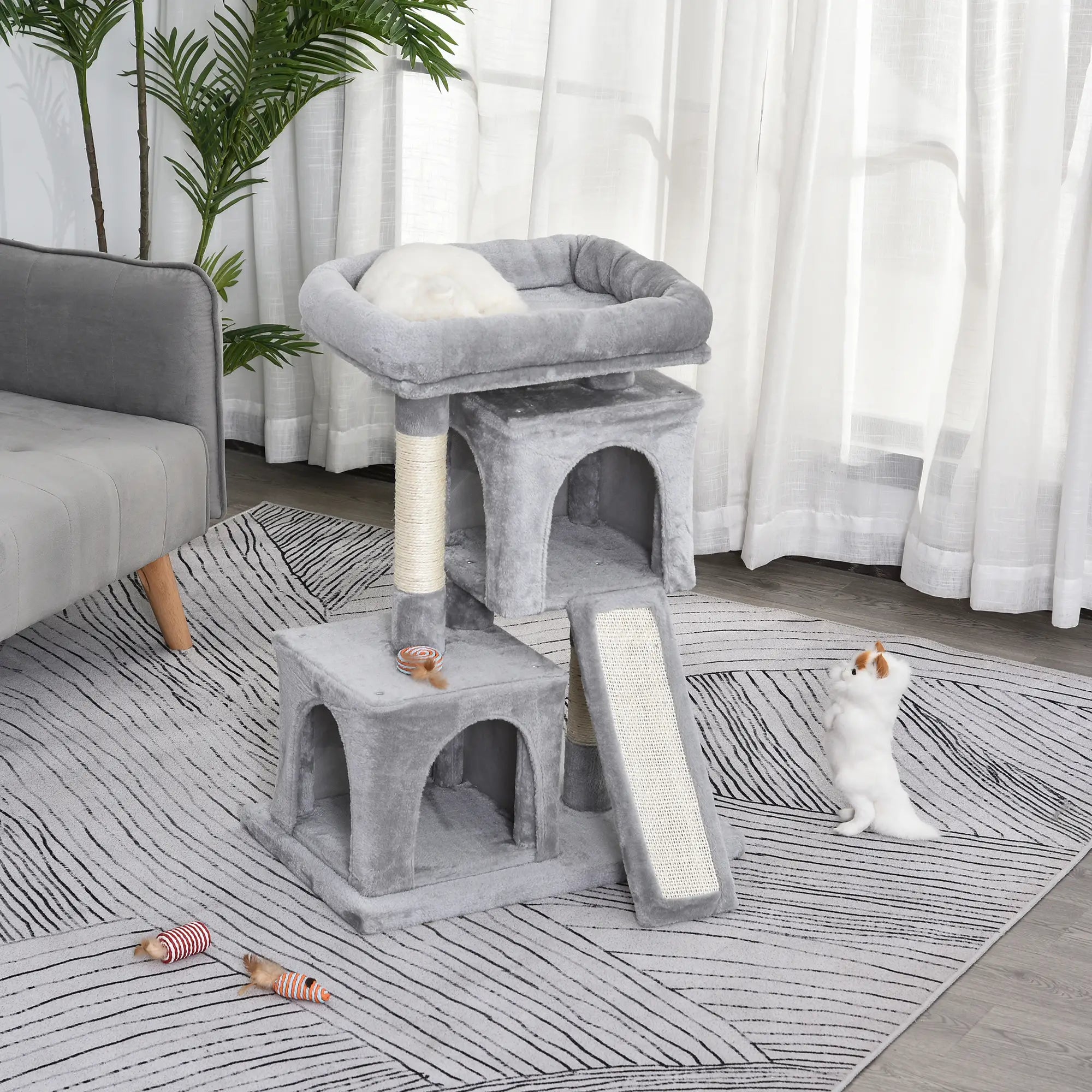 Cat Tree for Indoor Cats 83cm Cat Scratching Post Scratch Board Kitten Tower Climbing Frame Grey