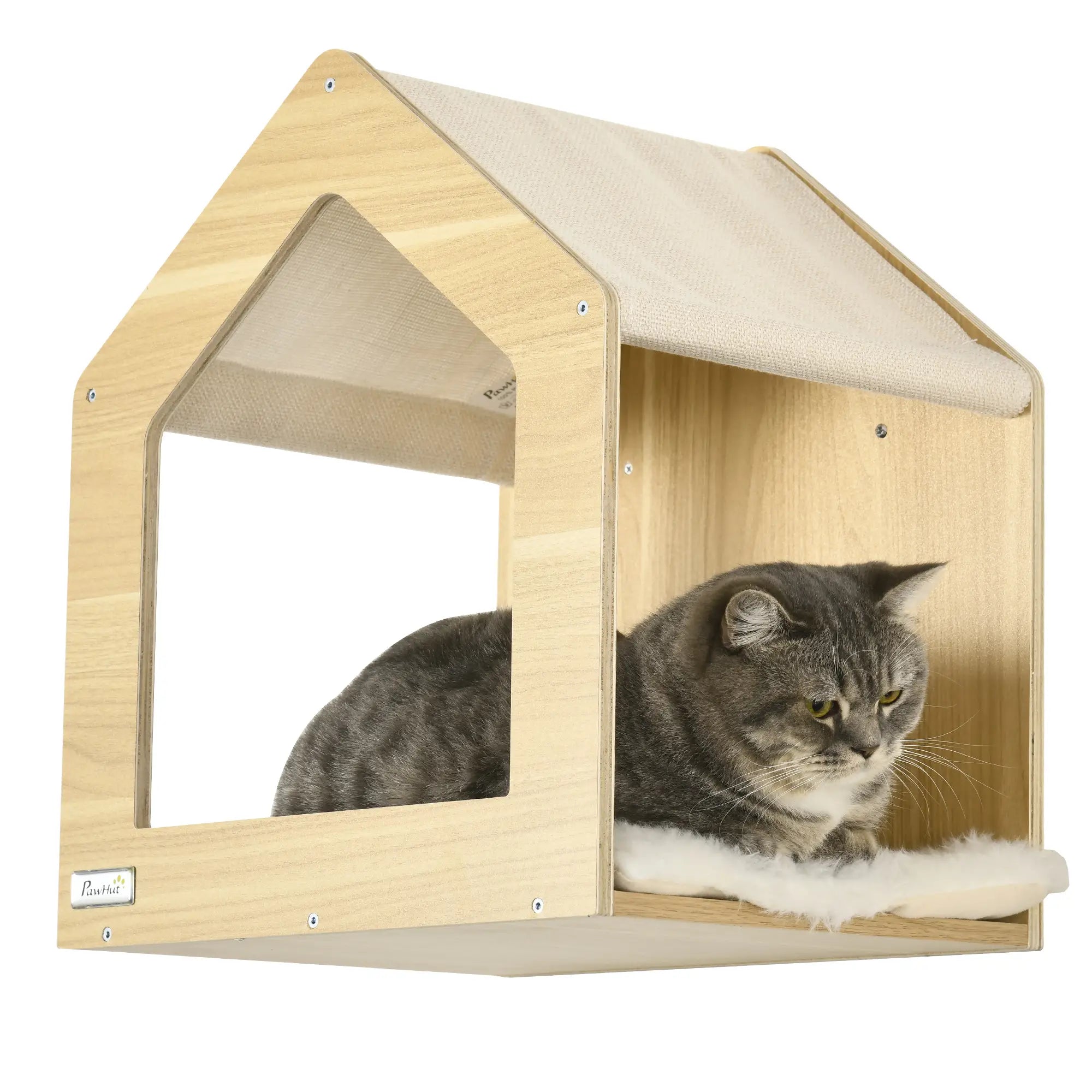 8 Piece Cat Shelves Set, with Cat House, Three Perches, Three Scratching Posts