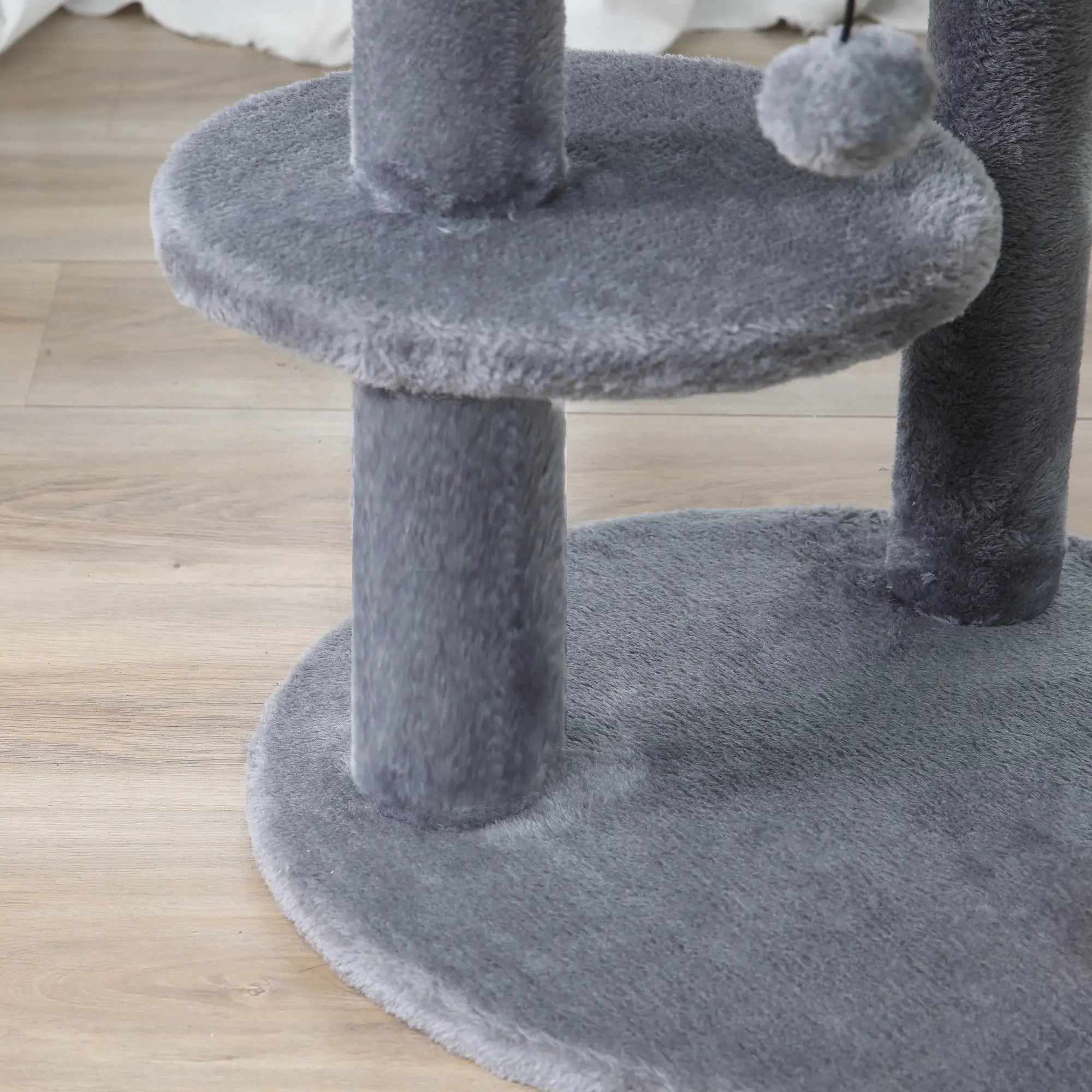 104 cm Cat Tree, Cat Condo Tree Tower, Cat Activity Centre with Scratching Posts, Plush Perch, Hanging Ball - Grey