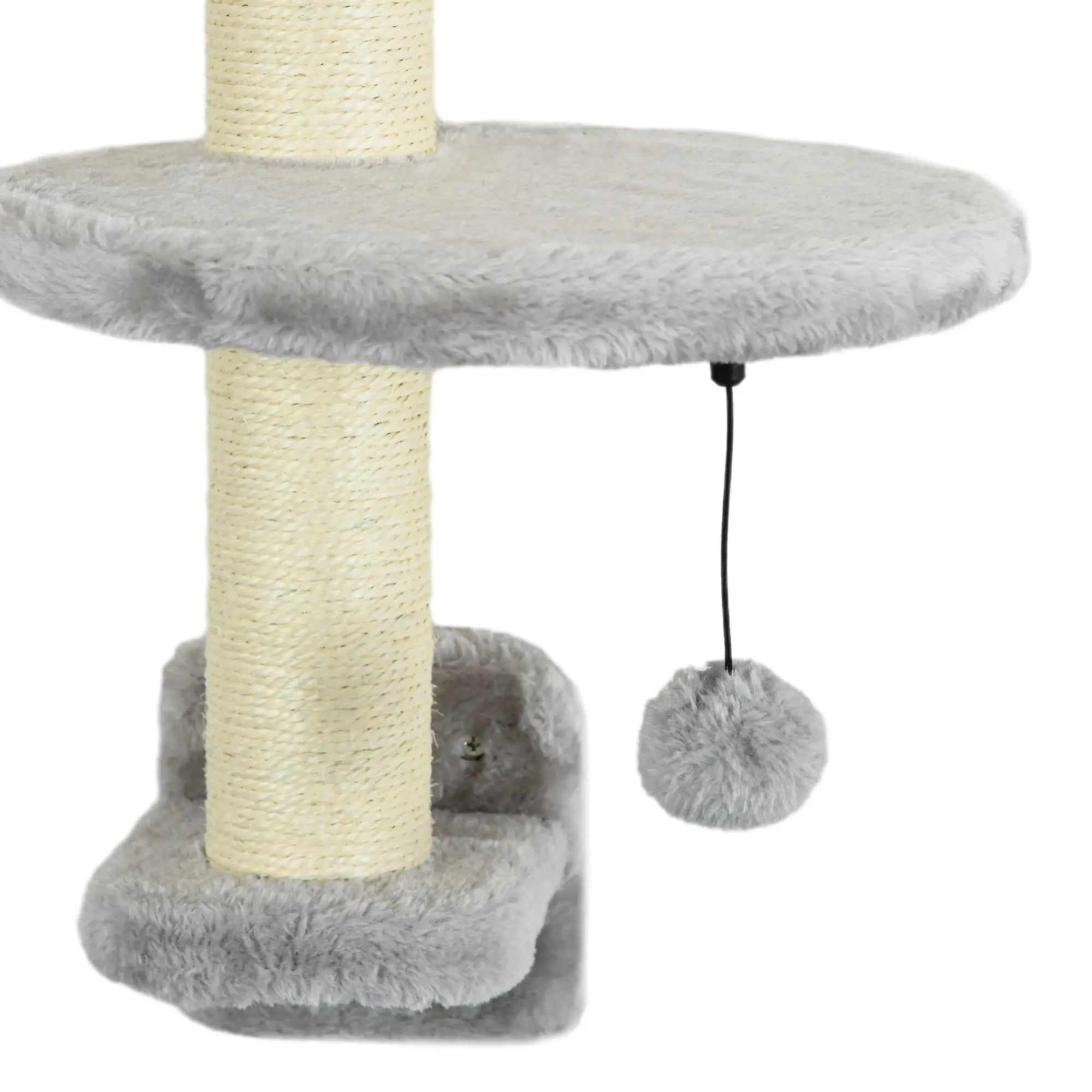Three-Piece Wall-Mounted Cat Shelves, with Hammock, Ladder, Platforms, Scratching Post - Grey