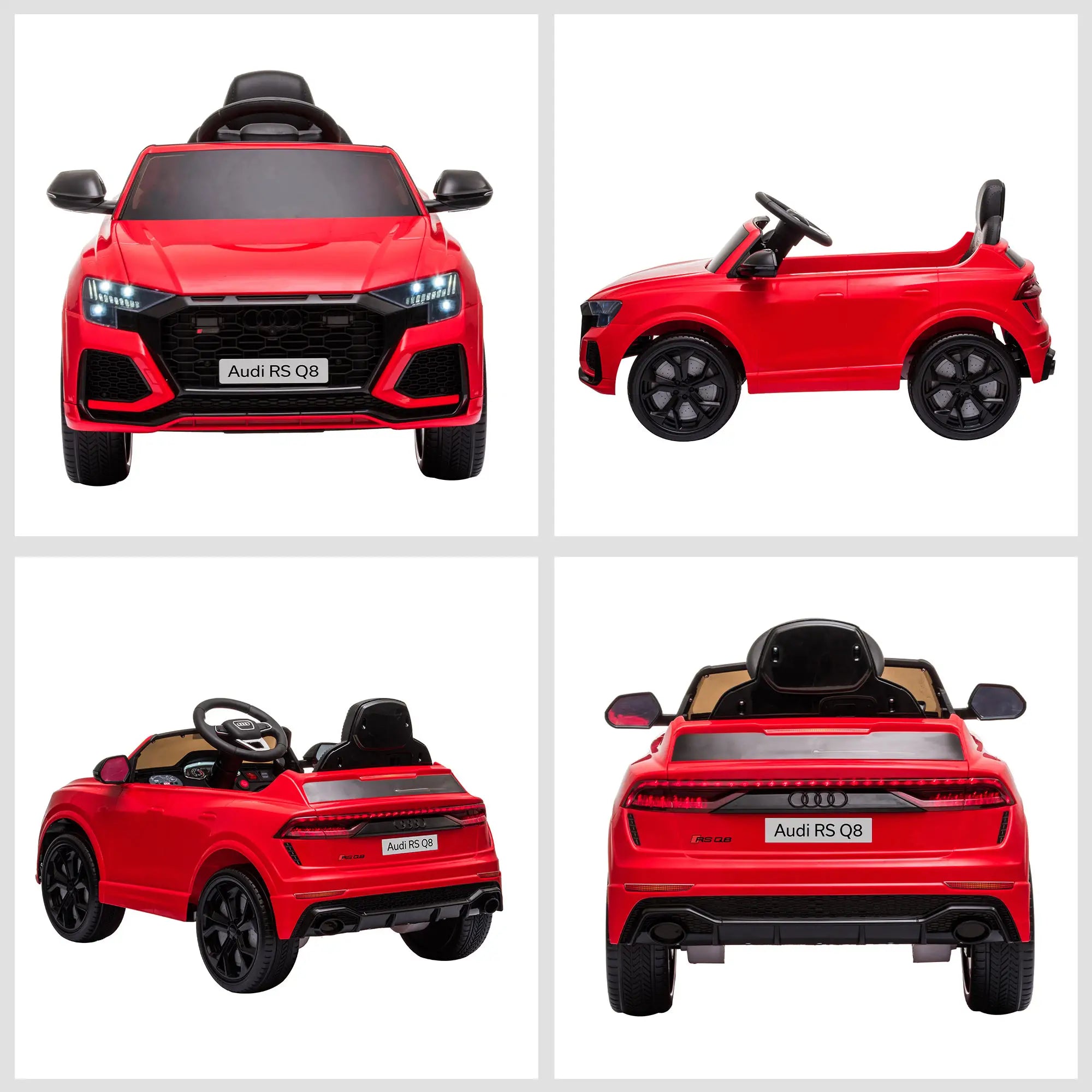 Audi RS Q8 Licensed Electric Car for Kids, 6V Kids' Electric Ride on with Remote Control, 7Ah Big Battery, Lights Bluetooth, Music USB MP3, for 3-5 Years Old, Red