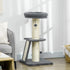 Cat Tree Tower with Scratching Posts, Pad, Bed, Toy Ball-Dark Grey