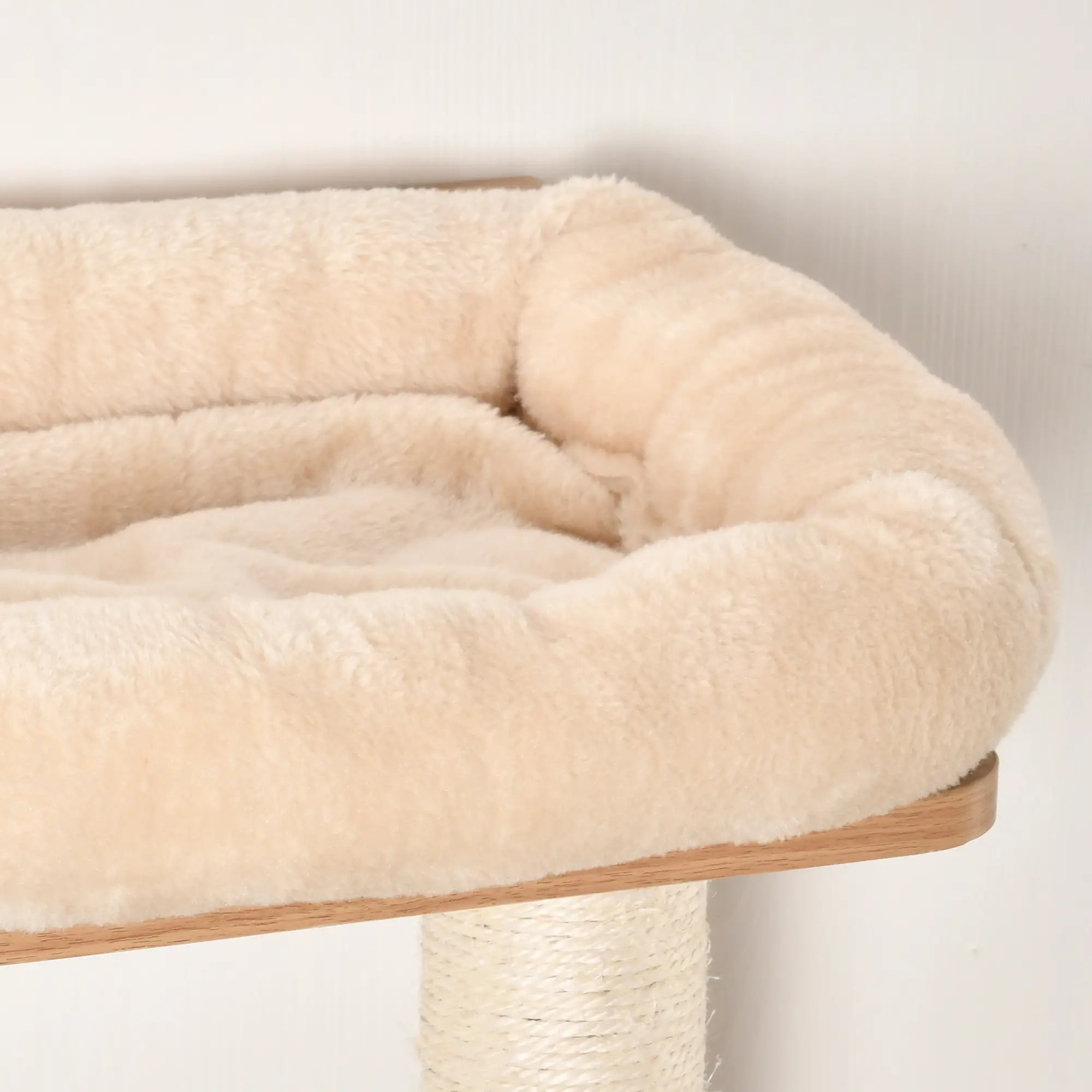 Wall-Mounted Cat Tree, with Cat House, Bed, Scratching Post - Beige