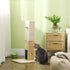 Jute Cat Scratching Post w/ Carpet Base Hanging Toy - Beige