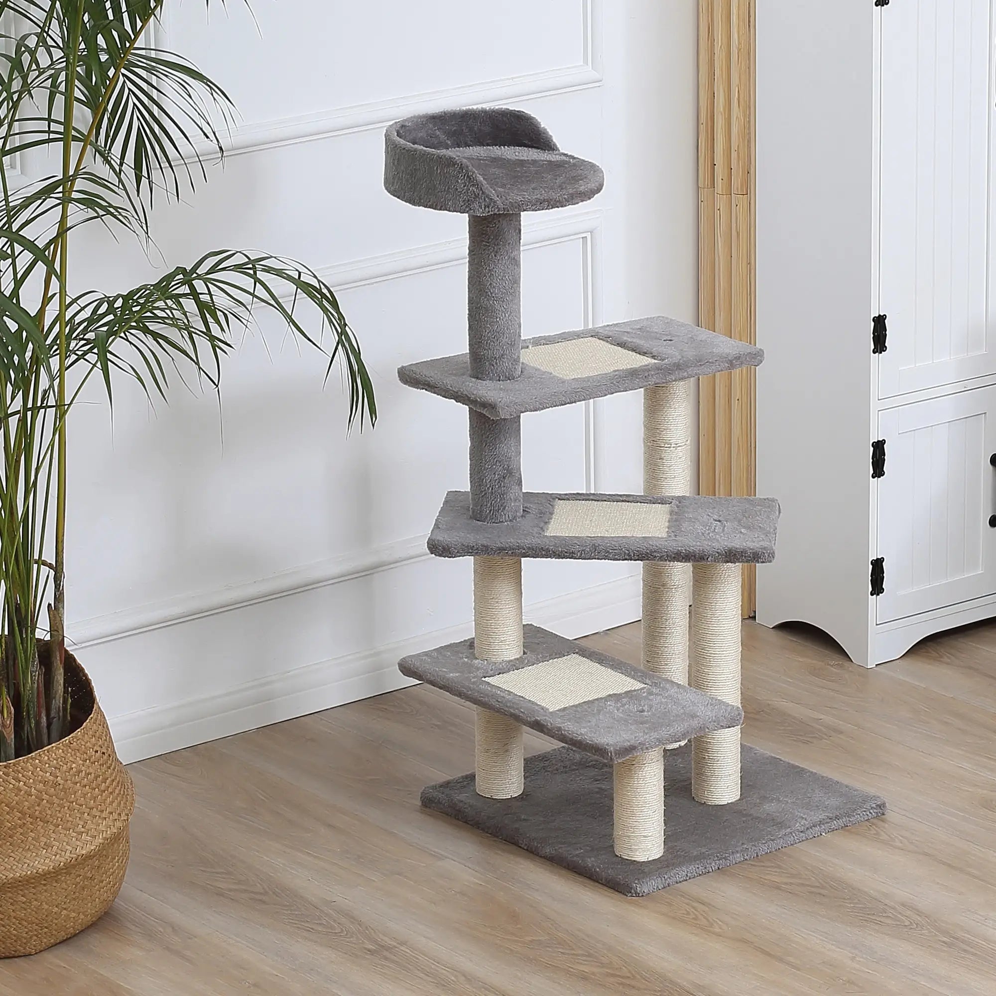 100 cm Cat Tree for Indoor Cats Kitten Scratch Scratching Post Climbing Tower Activity Centre Grey
