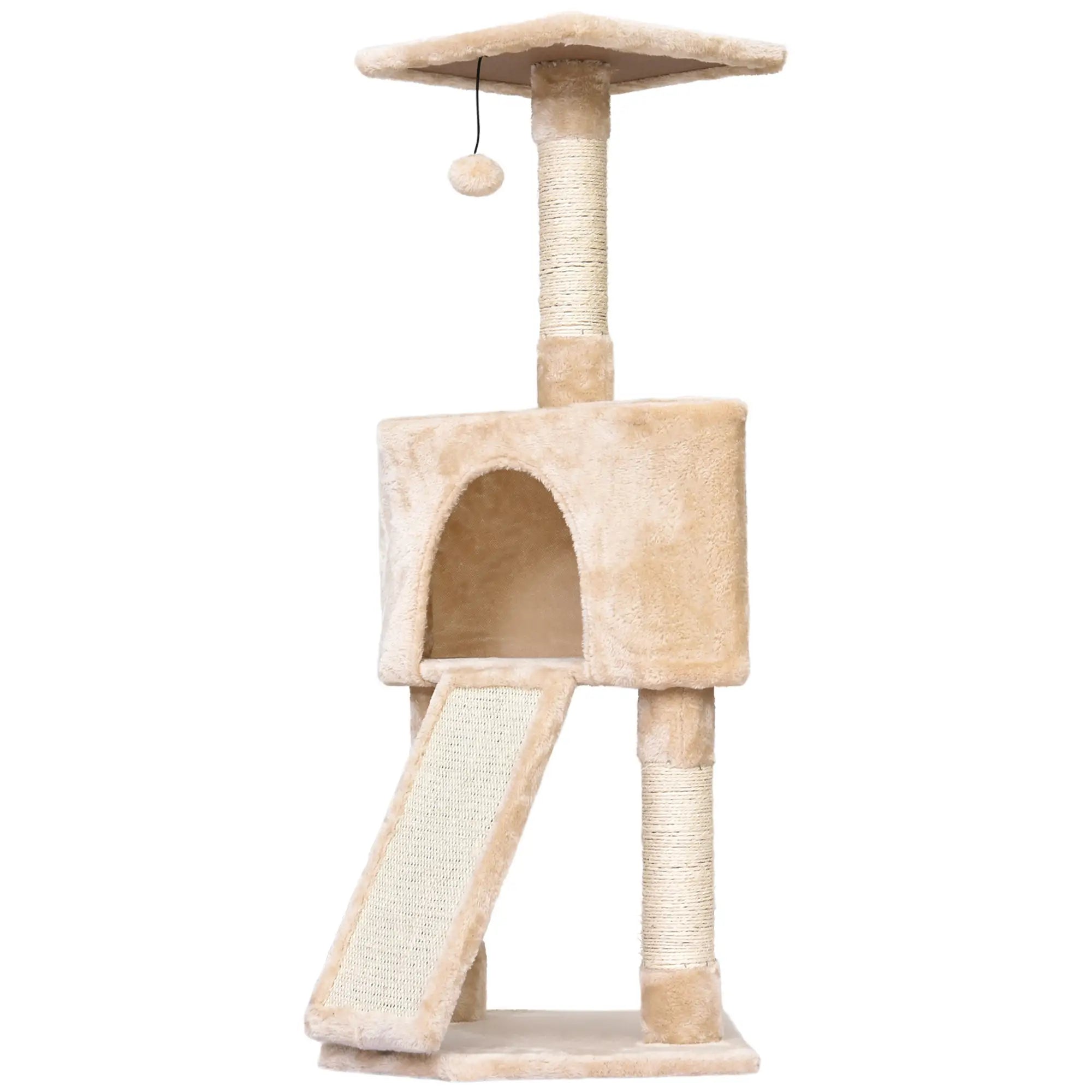 Corner Cat Tree for Indoor Cats, Kitten Tower with Scratching Post House Ladder Toy - Beige