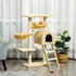 Cat Tree Tower for Indoor Cats Kitten Activity Centre Scratching Post w/ Hammock House Basket Ladder - Beige
