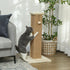 Cat Scratcher, Vertical Full Scratcher w/ Natural Jute Rope, Hanging Ball, Soft Plush - Beige
