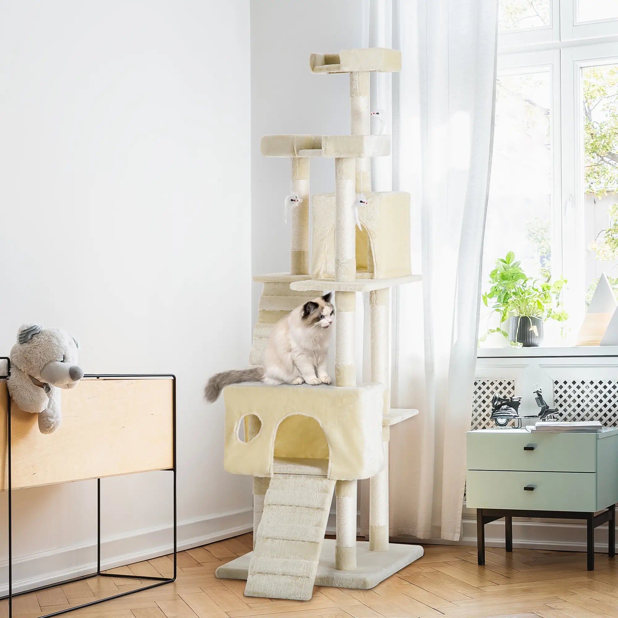 Cat Tree for Indoor Cats Play Tower Activity Center Kitten Scratch Post Climbing Tower 181 cm