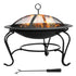 Metal Firepit Bowl Outdoor Round Fire Pit w/ Lid, Log Grate, Poker for Backyard, Camping, BBQ, Bonfire, Wood Burning Stove, 56 x 56 x 45cm, Black
