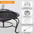 Metal Firepit Bowl Outdoor Round Fire Pit w/ Lid, Log Grate, Poker for Backyard, Camping, BBQ, Bonfire, Wood Burning Stove, 56 x 56 x 45cm, Black