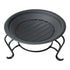 Metal Firepit Bowl Outdoor Round Fire Pit w/ Lid, Log Grate, Poker for Backyard, Camping, BBQ, Bonfire, Wood Burning Stove, 56 x 56 x 45cm, Black
