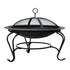 Metal Firepit Bowl Outdoor Round Fire Pit w/ Lid, Log Grate, Poker for Backyard, Camping, BBQ, Bonfire, Wood Burning Stove, 56 x 56 x 45cm, Black