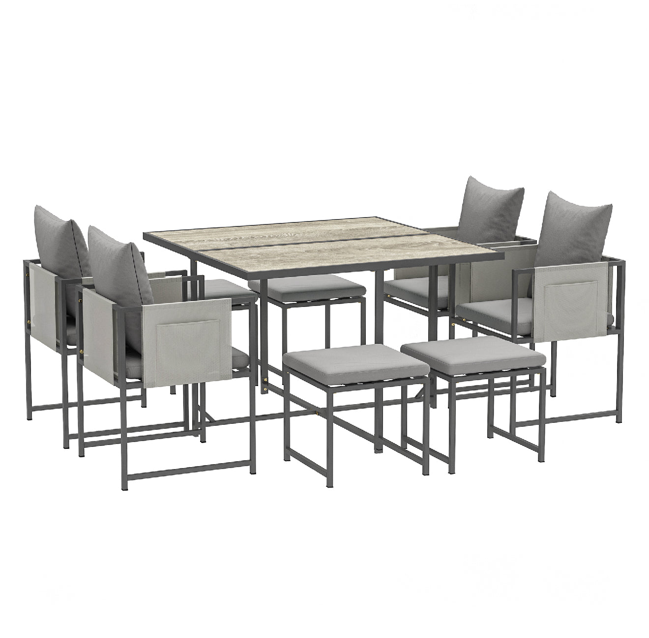 Nine-Piece Steel Frame Garden Dining Set - Grey RAFFLE - THIS WILL CLOSE SUNDAY 24th AUGUST